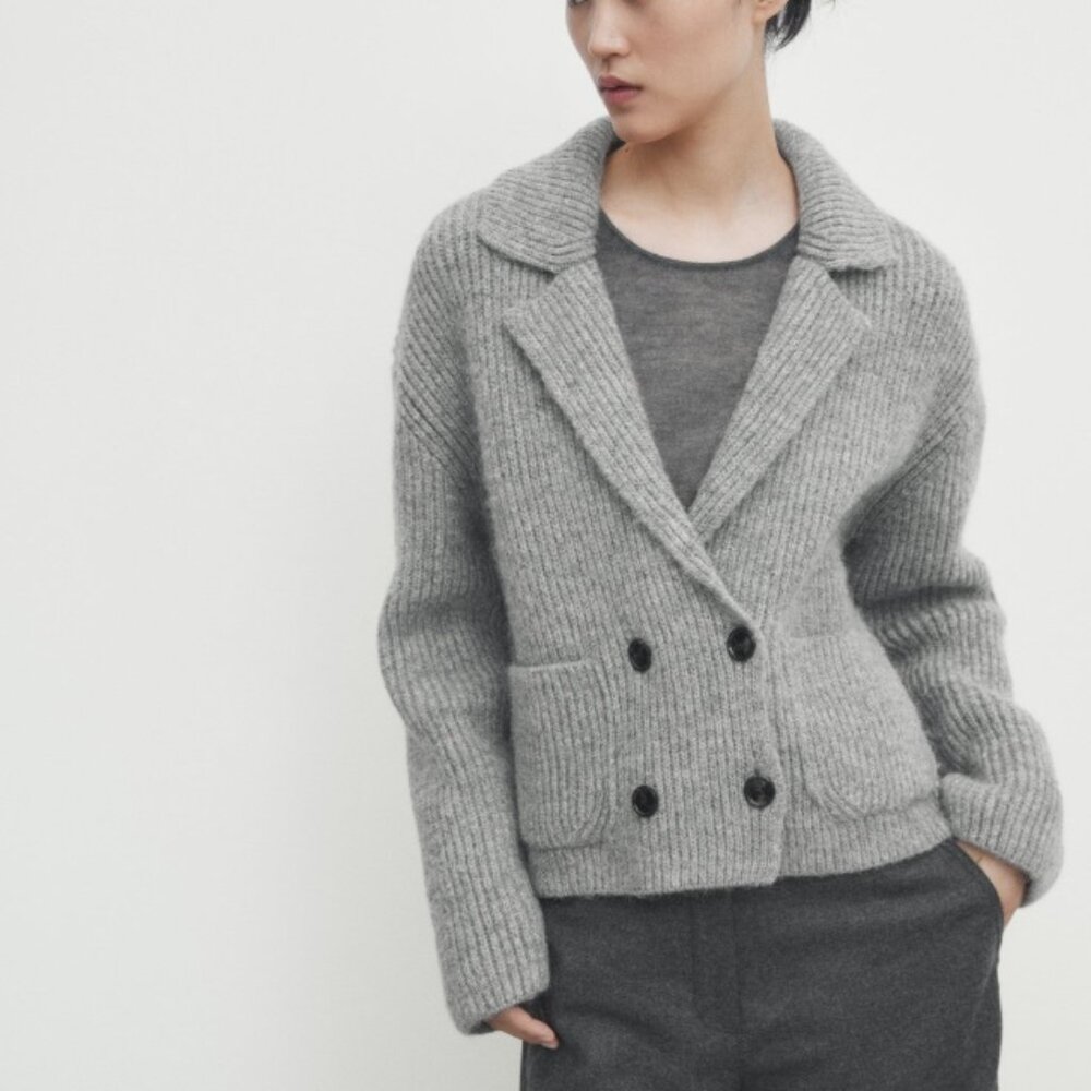 NWT Massimo Dutti Cropped knit blazer Size M